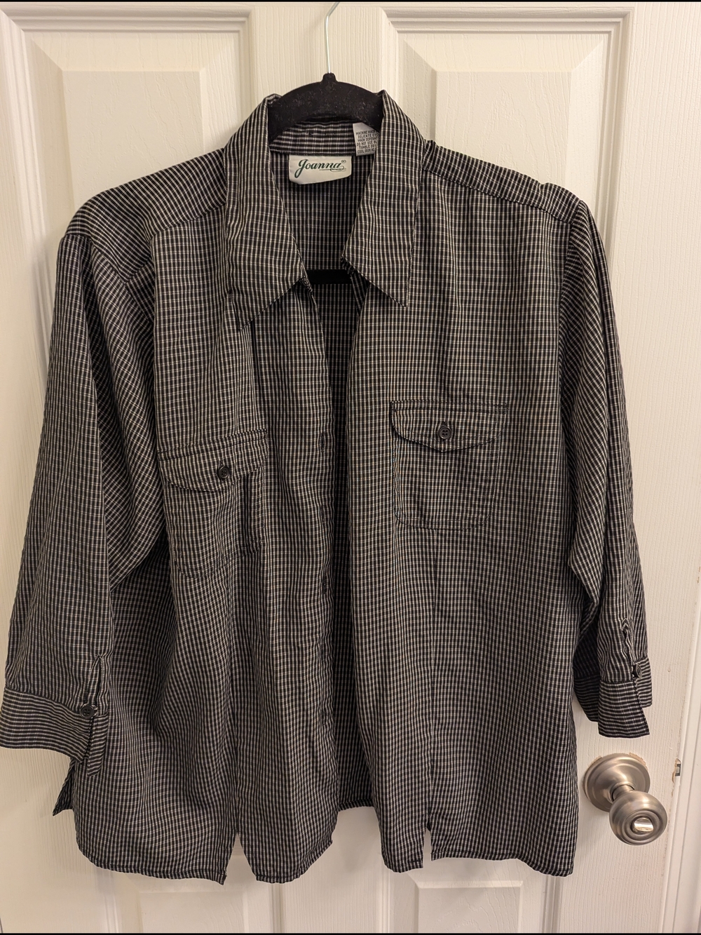Joanna Women's Black and White Check Button-Up Shirt